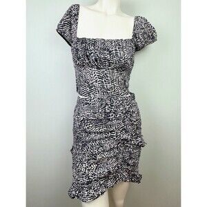 Stradivarius Two Piece Skirt & Top Set Black & White Zebra Print Ruched Dress S